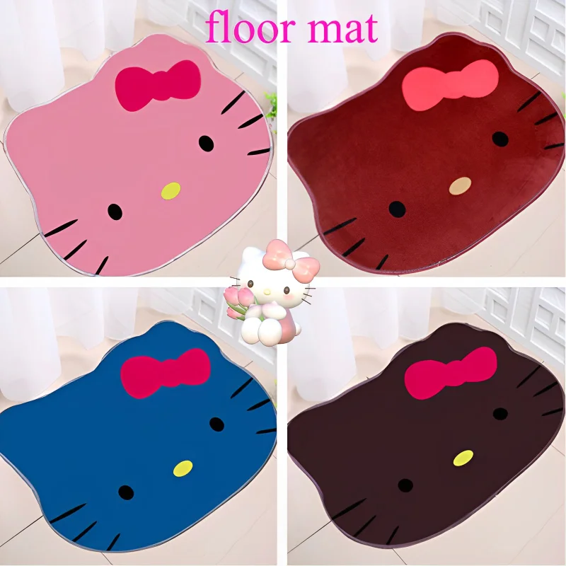 

Коврик для пола Sanrio Kawaii Hello Kitty, мультяшный абсорбирующий нескользящий коврик для двери ванной комнаты, ковер для спальни, изысканное украше...