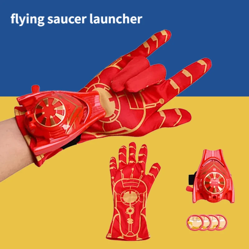 Animation Hero Spider-Man Glove Launcher Iron Man Wrist Ejection Frisbee Halloween Cosplay Props Gift for Kids one piece