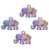 15pcslot rainbow color elephant animal thailand totem charms metal pendant for handmade diy jewelry making craft accessories