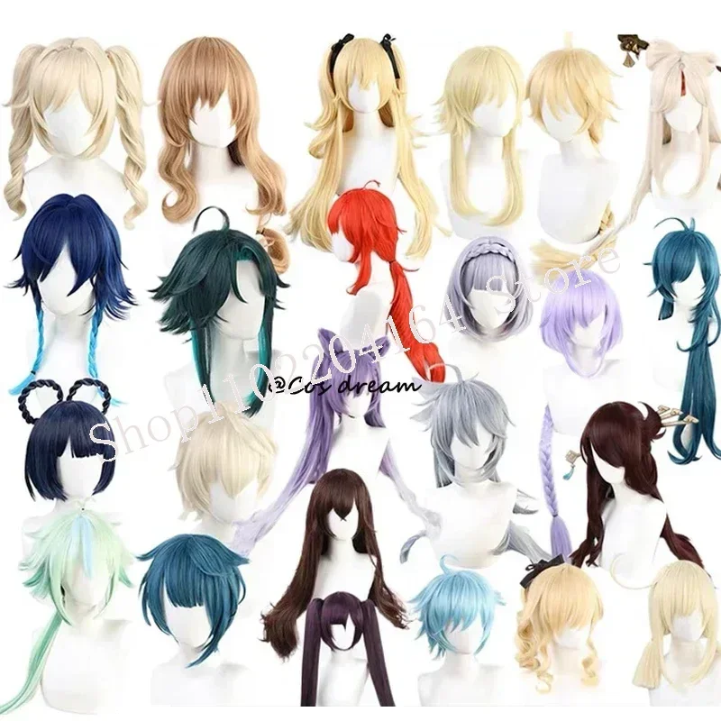 Genshin Impact Venti Diluc Zongli Albedo Xiao Kaeya Ganyu Hutao Aether Lisa Tartaglia Klee Парик Beelzebul Miko Косплей