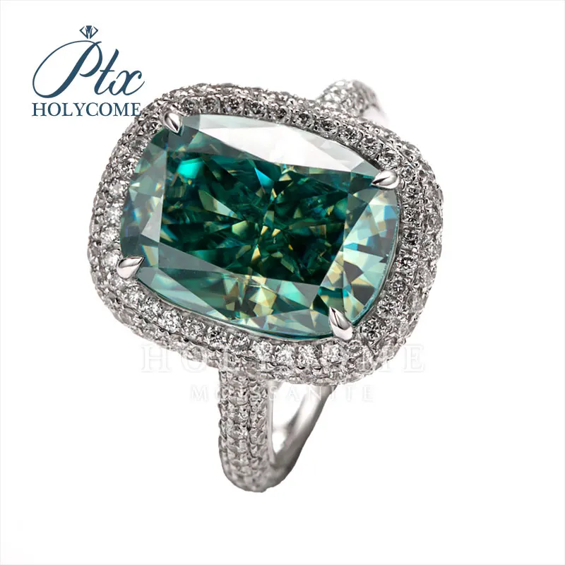 

2022 г., GRREN, посеребренное кольцо из 18-каратного золота с измельченной подушкой, с муассанитом, holycome reddit GRA, сертифицированное