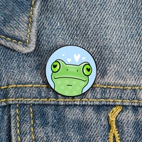 green spotty froggy cartoon pin custom cute brooches shirt lapel teacher tote bag backpacks badge gift brooches pins for women