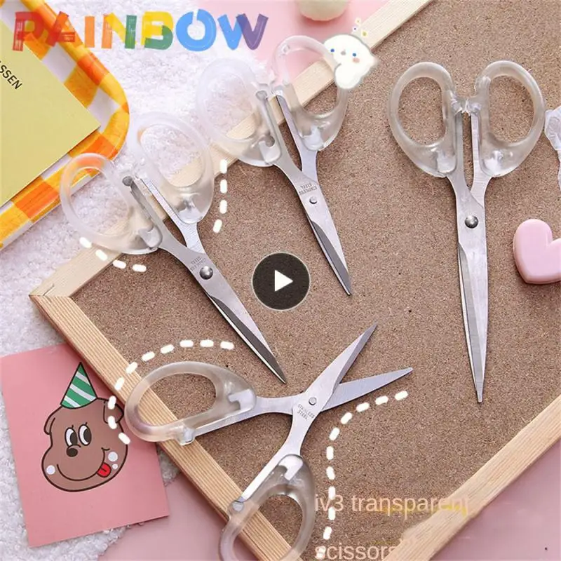 

Art Scissors Portable Sharp Stationery Scissor Plastic Transparent Student Handmade Scissors Hand Scissors Small Scissors Simple