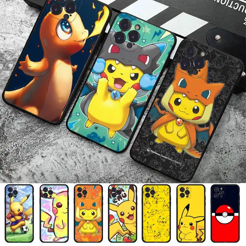 

BANDAI Cartoon Pokemon Pikach Phone Case for iPhone 11 12 13 mini pro XS MAX 8 7 6 6S Plus X 5S SE 2020 XR case