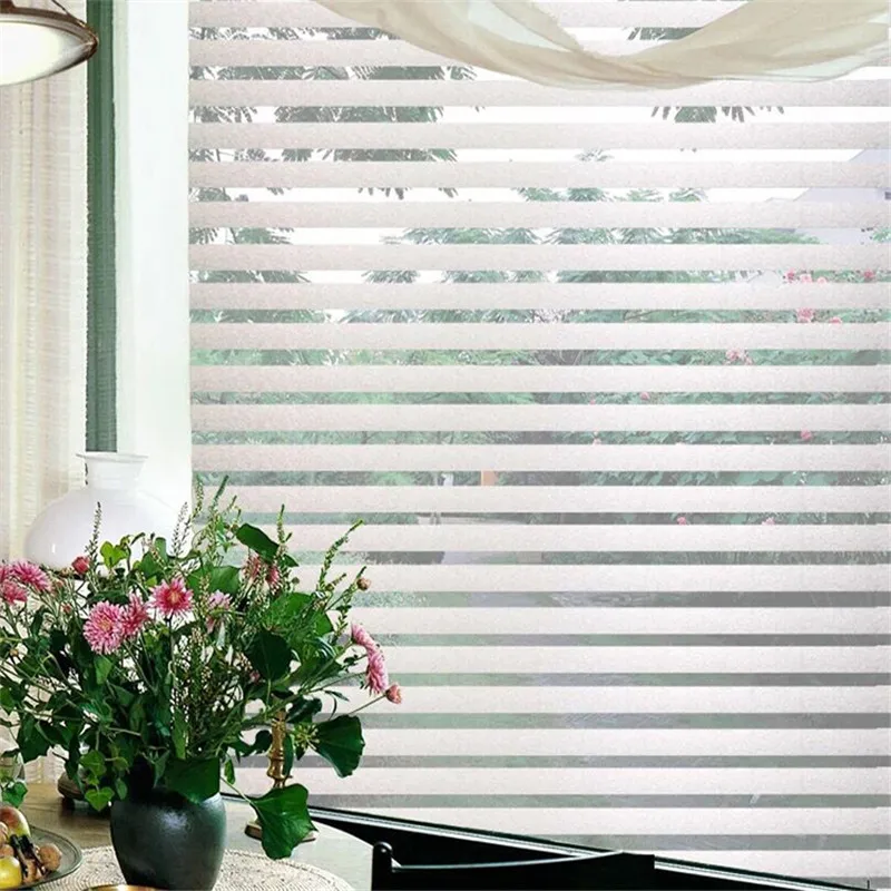 

2/3/5M Privacy Window Film Stripe Patterns Frosted Glass Film Non Adhesive Static Cling Vinyl For Glass Anti UV Window Clings