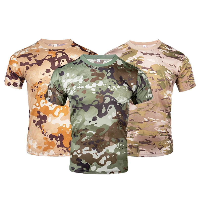 

Men Camouflage Hunting Shirts Tactical Fishing Shirt Army Military Tshirts Camo Hiking Camping Shirts Quick Dry Tactical Clothes