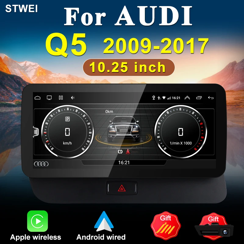 Для Audi Q5 2009-2017 мультимедийный проигрыватель 10,25 дюймов Android автомобильный радиоприемник с навигацией GPS Bluetooth стерео беспроводной сенсорный экран