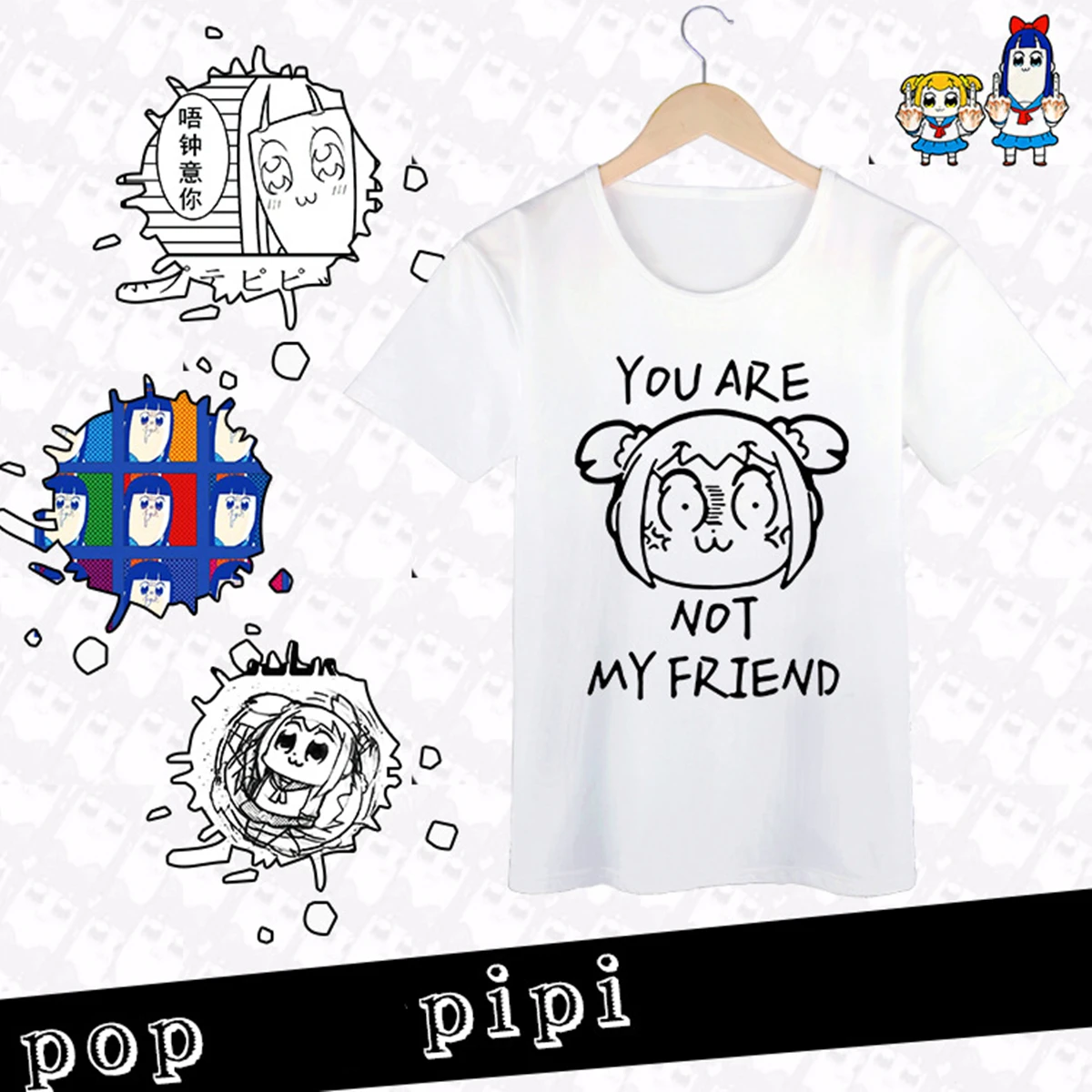 Anime POP TEAM EPIC Funny T-shirt Cosplay Pipimi & Popko Shirts Short Sleeve Boys Girls Men Women Tees Tops Gift Costume