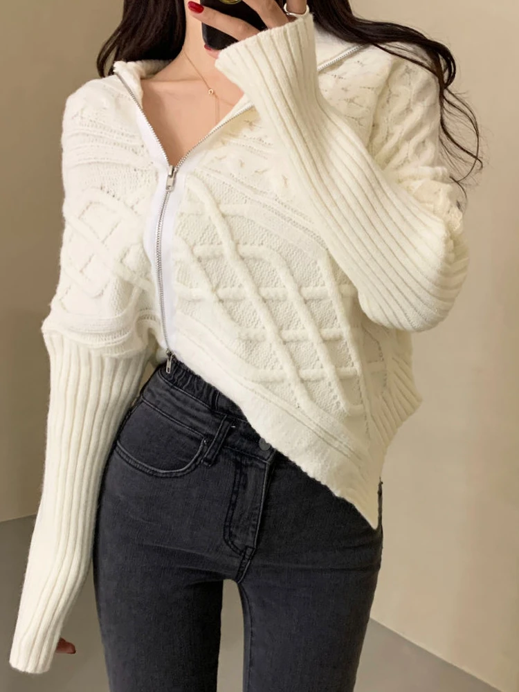 

Winter Women Sweater Knitted Cardigan Oversize Girls Sweater Woman Cashmere Pullover Tops Long Sleeve Maxi Vintage Y2k Thick
