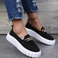 womens chain loafers spring and autumn new flat shoes round toe mesh sneakers breathable comfortable walking casual shoes new