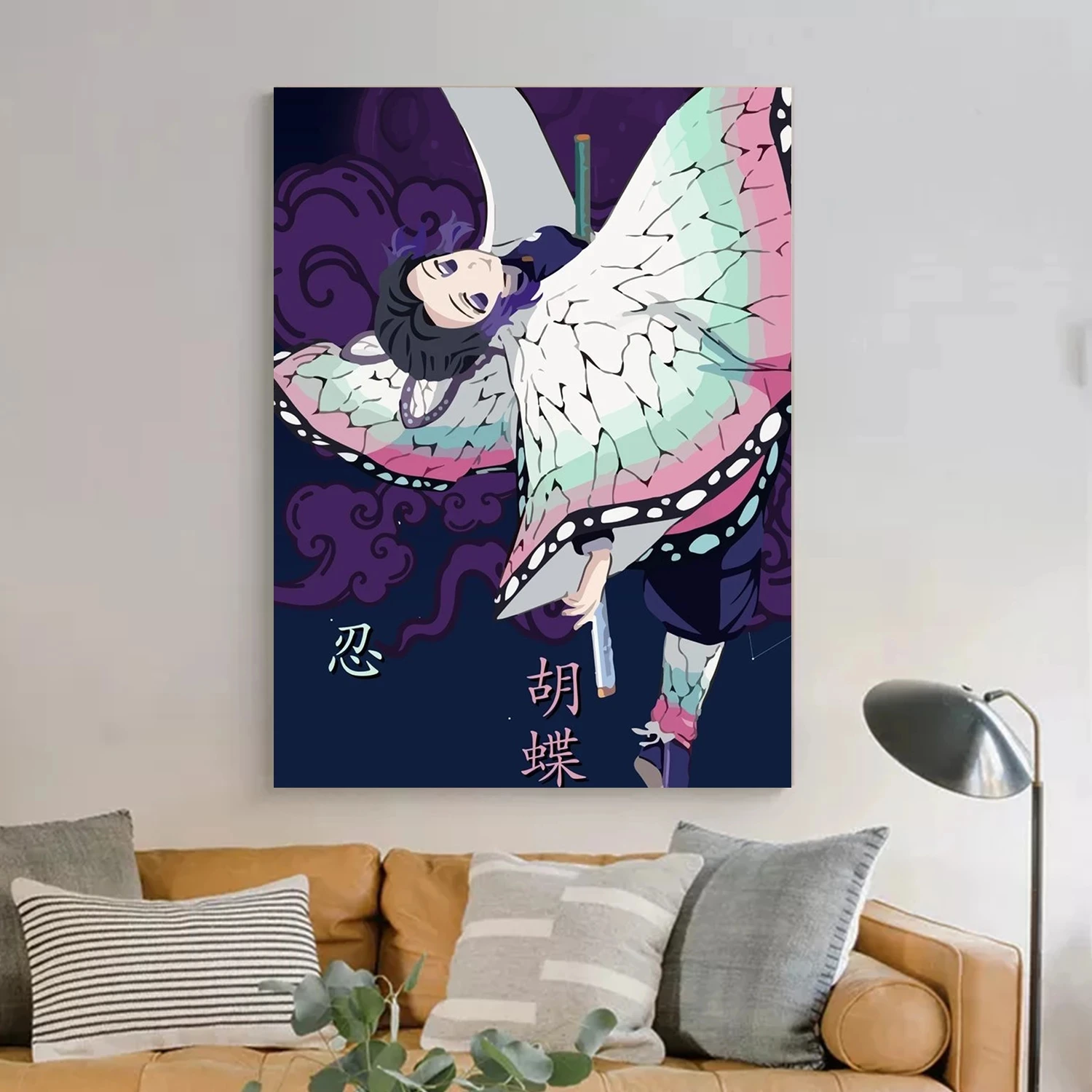 

Demon Slayer Kochou Shinobu Poster Anime Illustration Retro Posters for Living Room Decoration Stickers Wall Art Painting