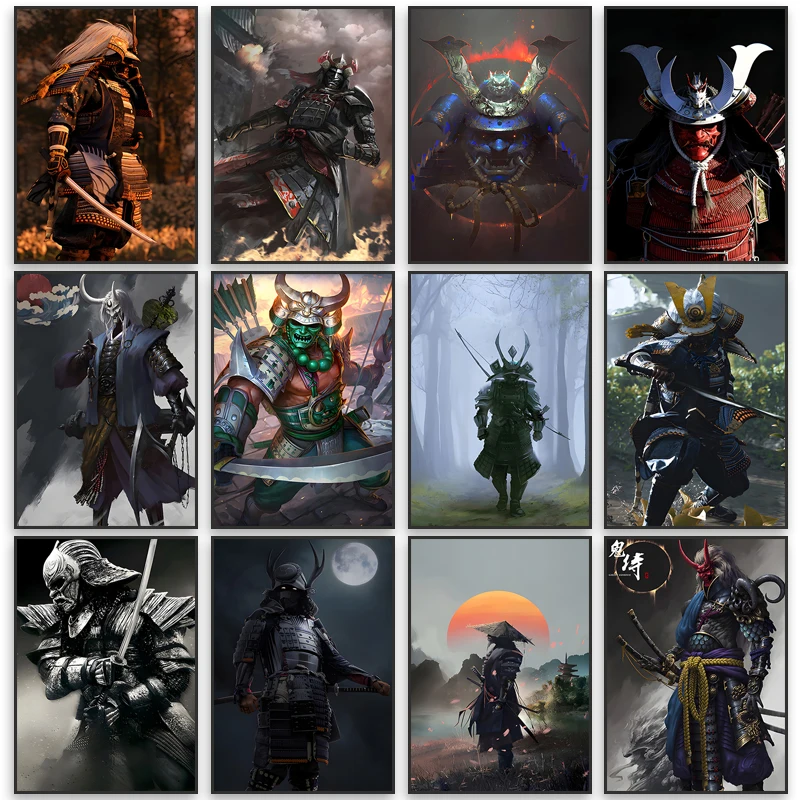 

Japanese Samurai Canvas Painting Anime Modular Nordic Style Poster Wall Art Pictures and Prints for Living Bedroom Wall Decor Mu