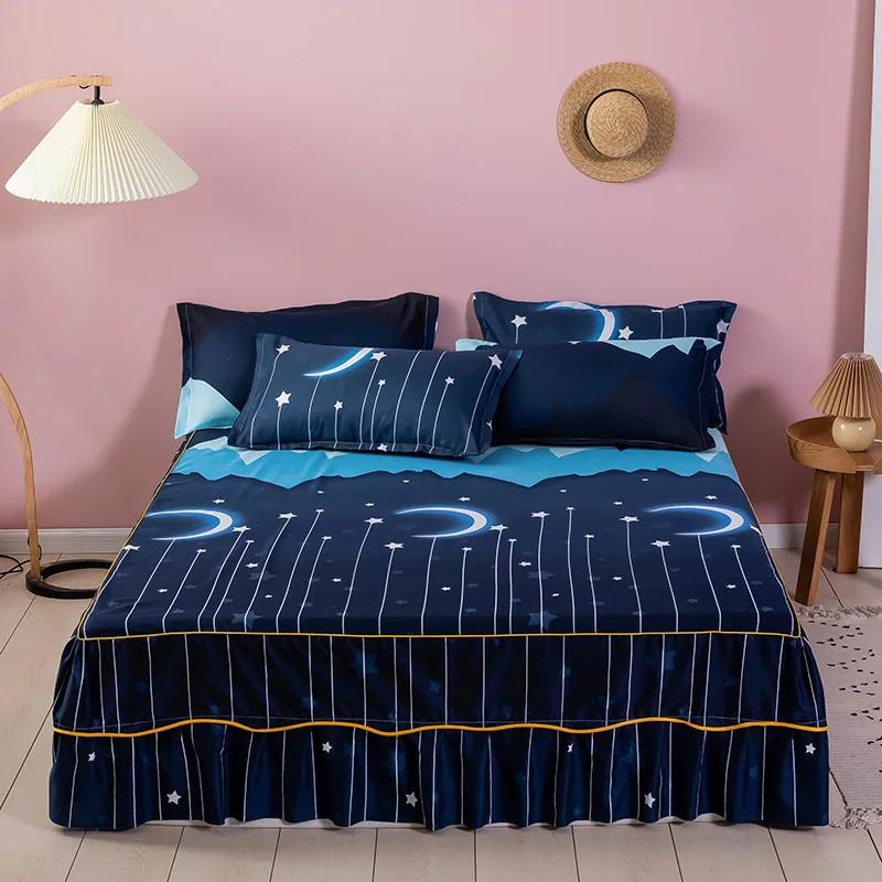 

Goodnight Luxury Bed Skirt Bedspread on The Bed Foldable Fitted Sheet Bed Machine Washable Bed Covers for Queen King Size