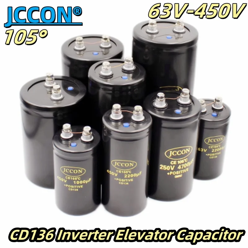 JCCON 1 шт. 63 В 100 250 400 450 1000 мкФ 1500 2200 3300 4700 6800 10000 22000 47000 MFD CD136 болтовый конденсатор