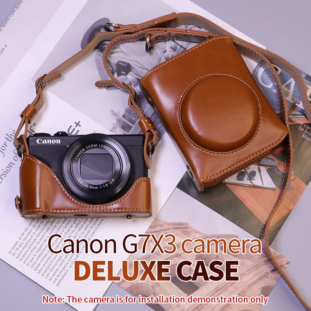 Фото Подходит для беззеркального чехла для камеры Canon G7X3 G7x2, пылезащитного, модного, ретро и портативного кожаного чехла. №3