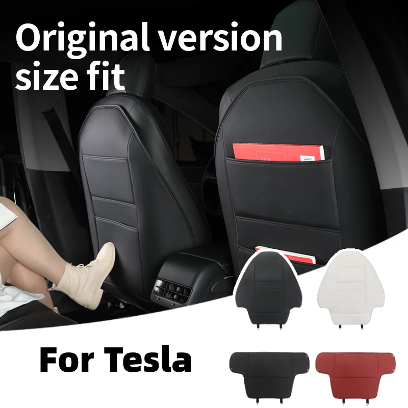 

Car Seat Back Anti-Kick Pad For Tesla Model 3 Y Full Leather Protective Mat Child Anti Dirty Auto Interior Deco Seat Cover