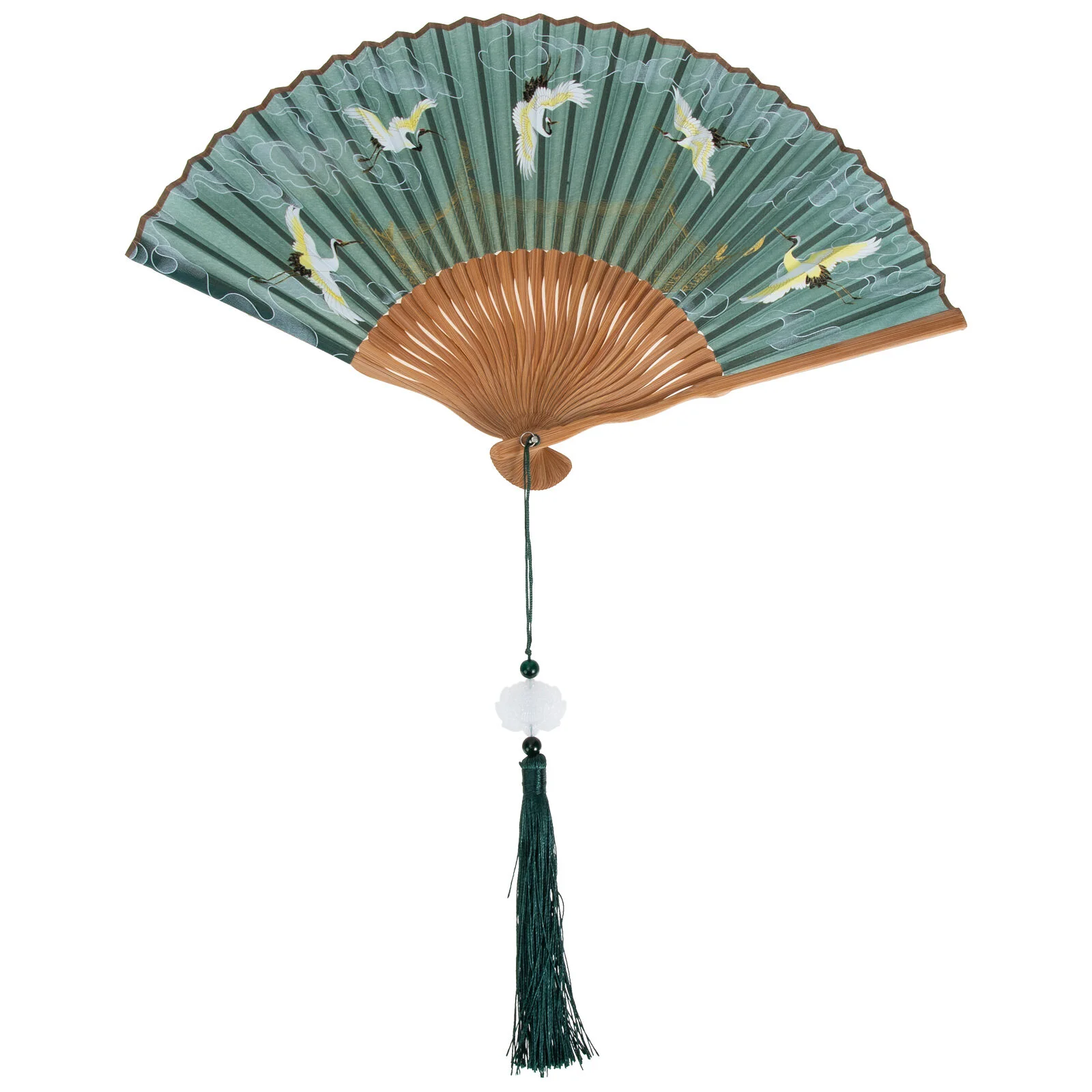 

Ручной деревянный веер, бамбуковый Шелковый складной настенный веер, традиционное украшение для женщин