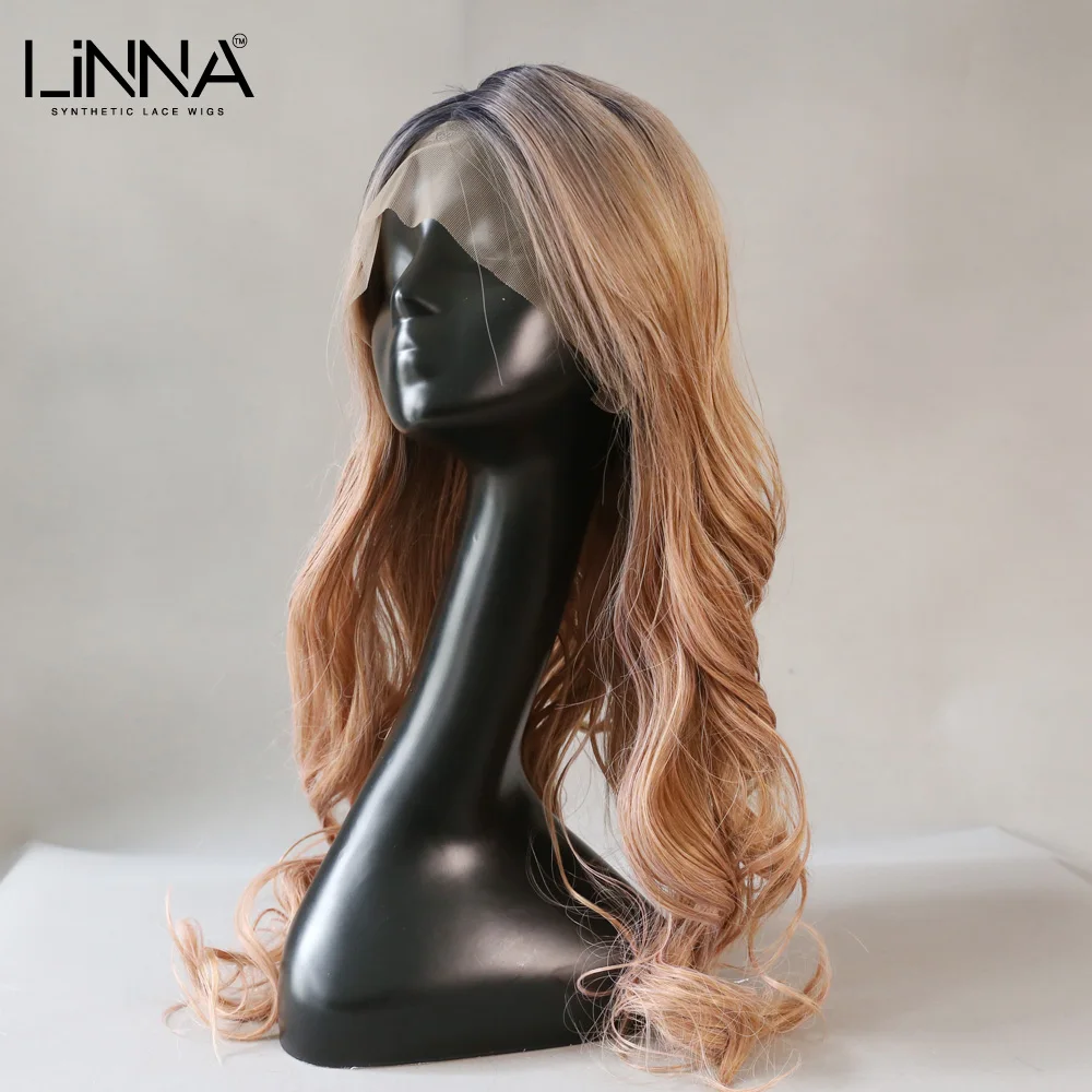 

Парик LINNA синтетический женский, термостойкий, длинный, L-образный, с кудрявыми волосами, светлый, коричневый, для косплея