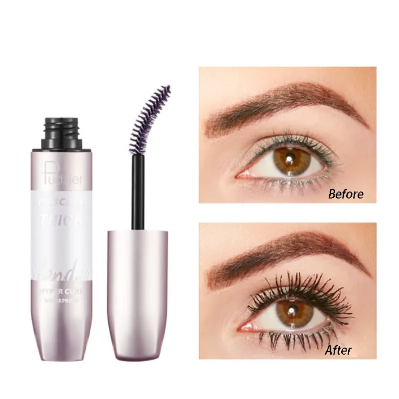 

Pudaier New Thickly Curled Waterproof and Slender Mascara Natural waterproof and non-dye silicone brush Head 4D Mascara