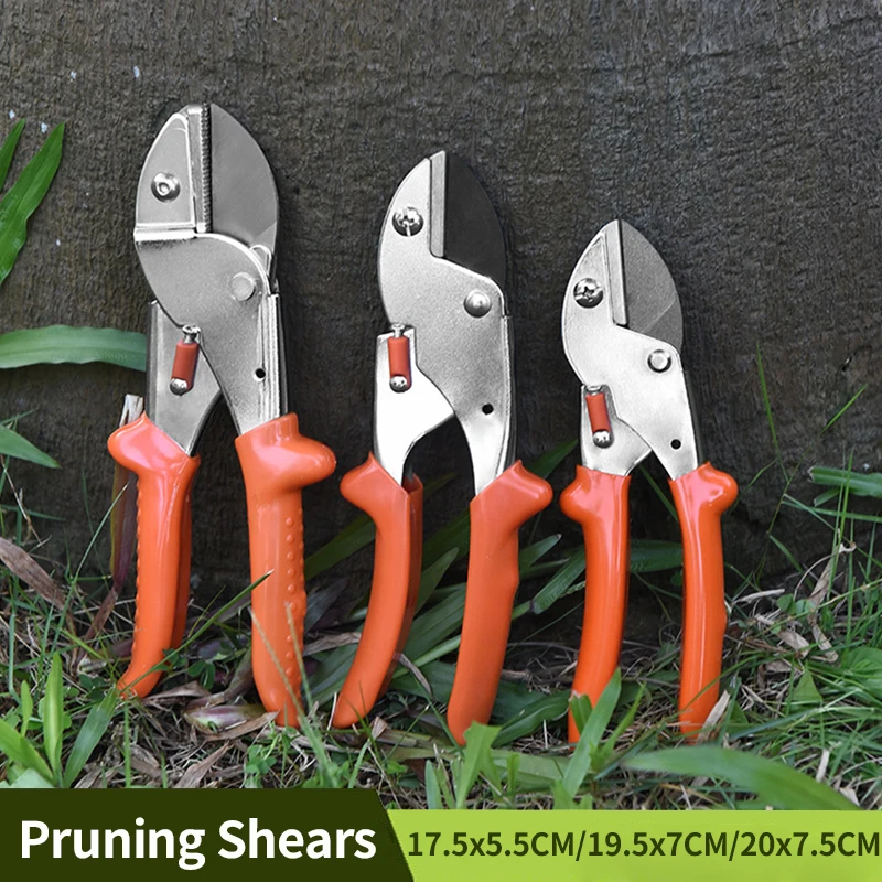 

3 Sizes SK5 Steel Garden Pruning Shears V-type Household Double Edge Fruit Trees Lopping Shears Rubber Handle Scissors