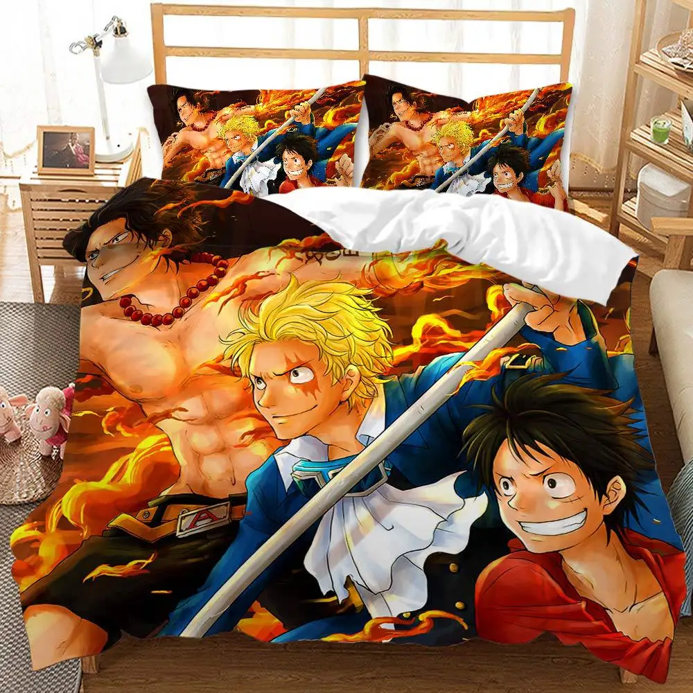 Комплект постельного белья с персонажами аниме для декора комнаты: одеяло-чехол King, Queen, Double, Twin размеров для взрослых поклонников японских мультфильмов.