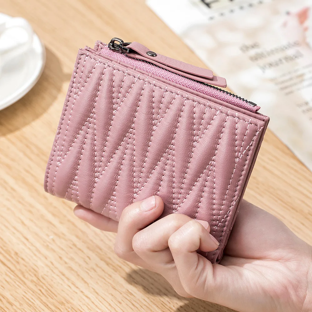 Luxury Brand Design Soft Leather Ladies Wallets 2023 Fashion Embroidered Purses for Women High Quality Bifold Short Card Holder