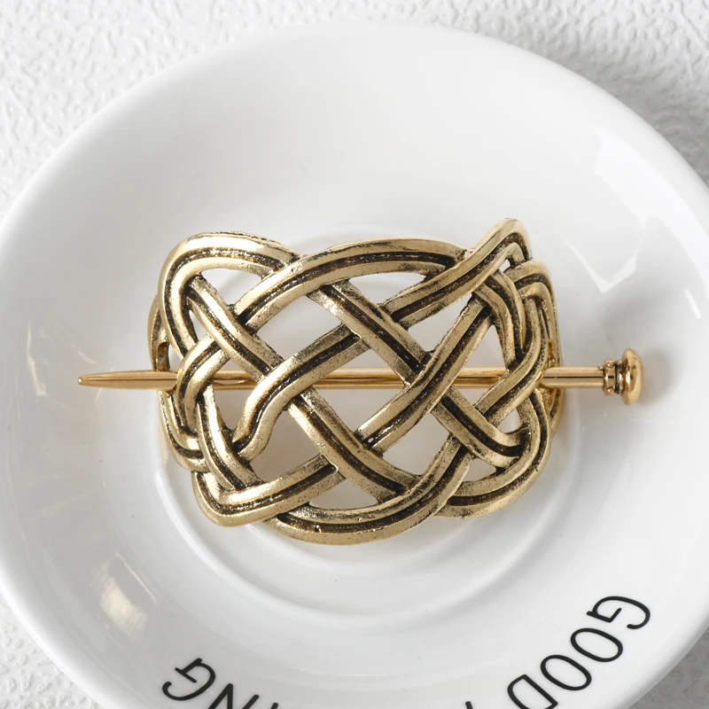 Заколка для волос в стиле викингов винтажная металлическая зажим с узлами