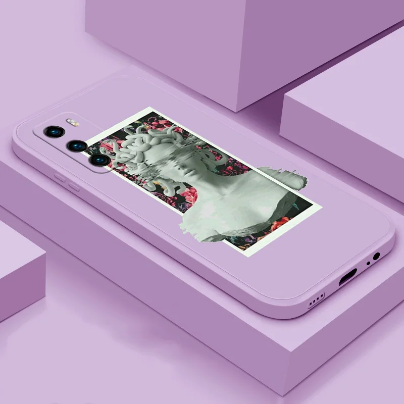 

Case For Huawei P40 Pro Plus P50 soft case TPU silicone case Straight Edge Liquid Sculpturing Figure Case