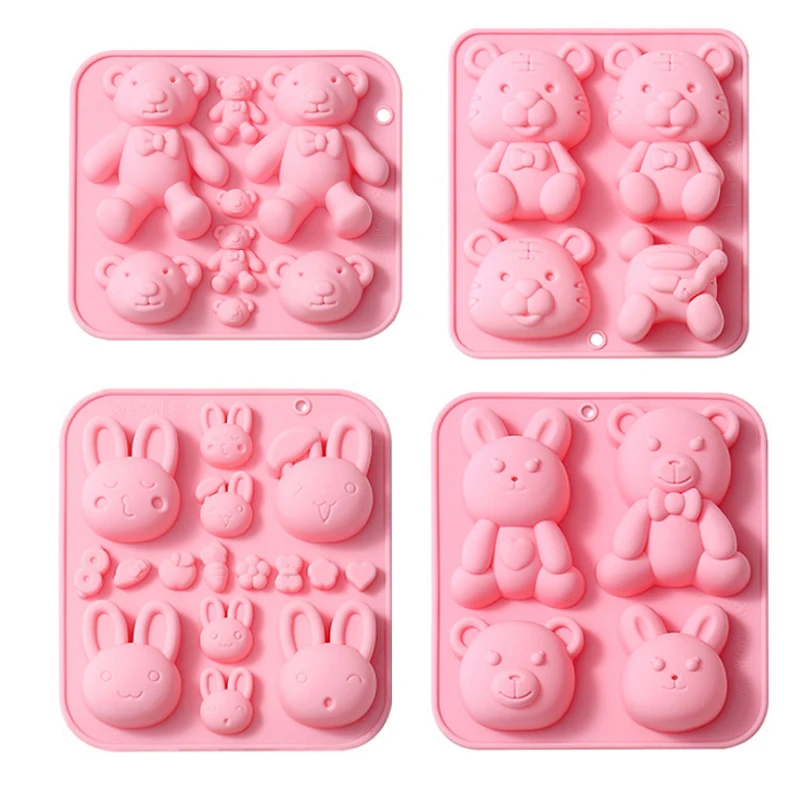

Household Food Supplement Cartoon Cute Animal Theme Silicone Mold Homemade DIY Chocolate Cake Mold Mousse Baking Glue Mold