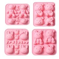 household food supplement cartoon cute animal theme silicone mold homemade diy chocolate cake mold mousse baking glue mold