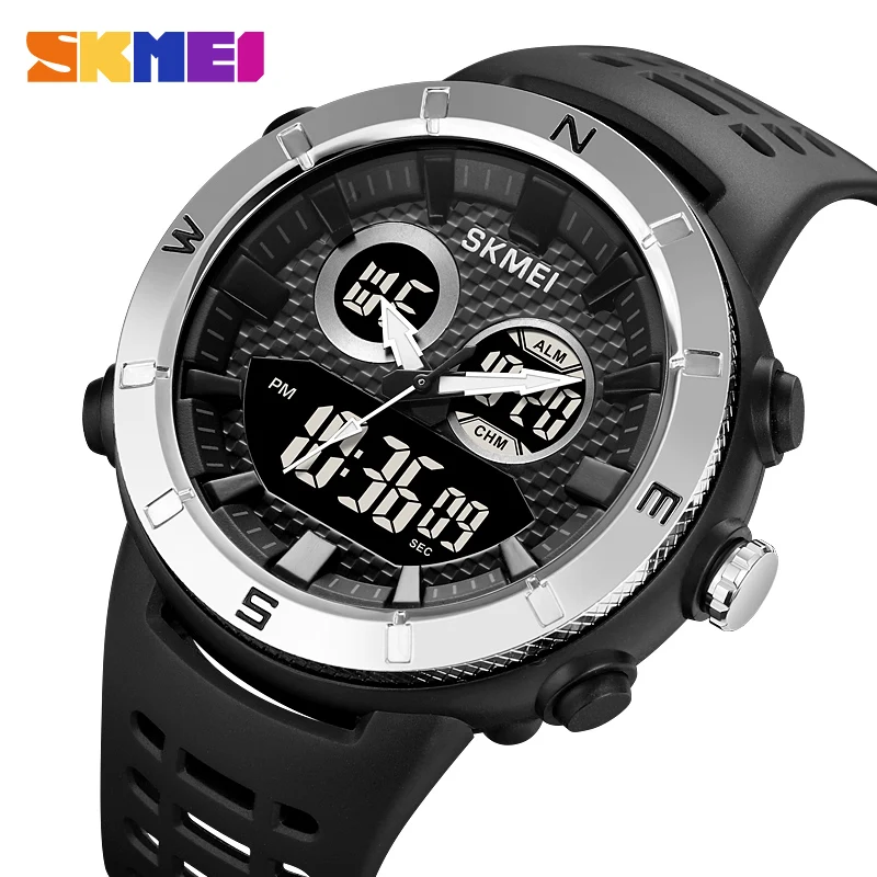 

SKMEI Men Sports Watches Dual Display Analog Digital LED Electronic Quartz Wristwatches Waterproof Military Watch Reloj Hombre