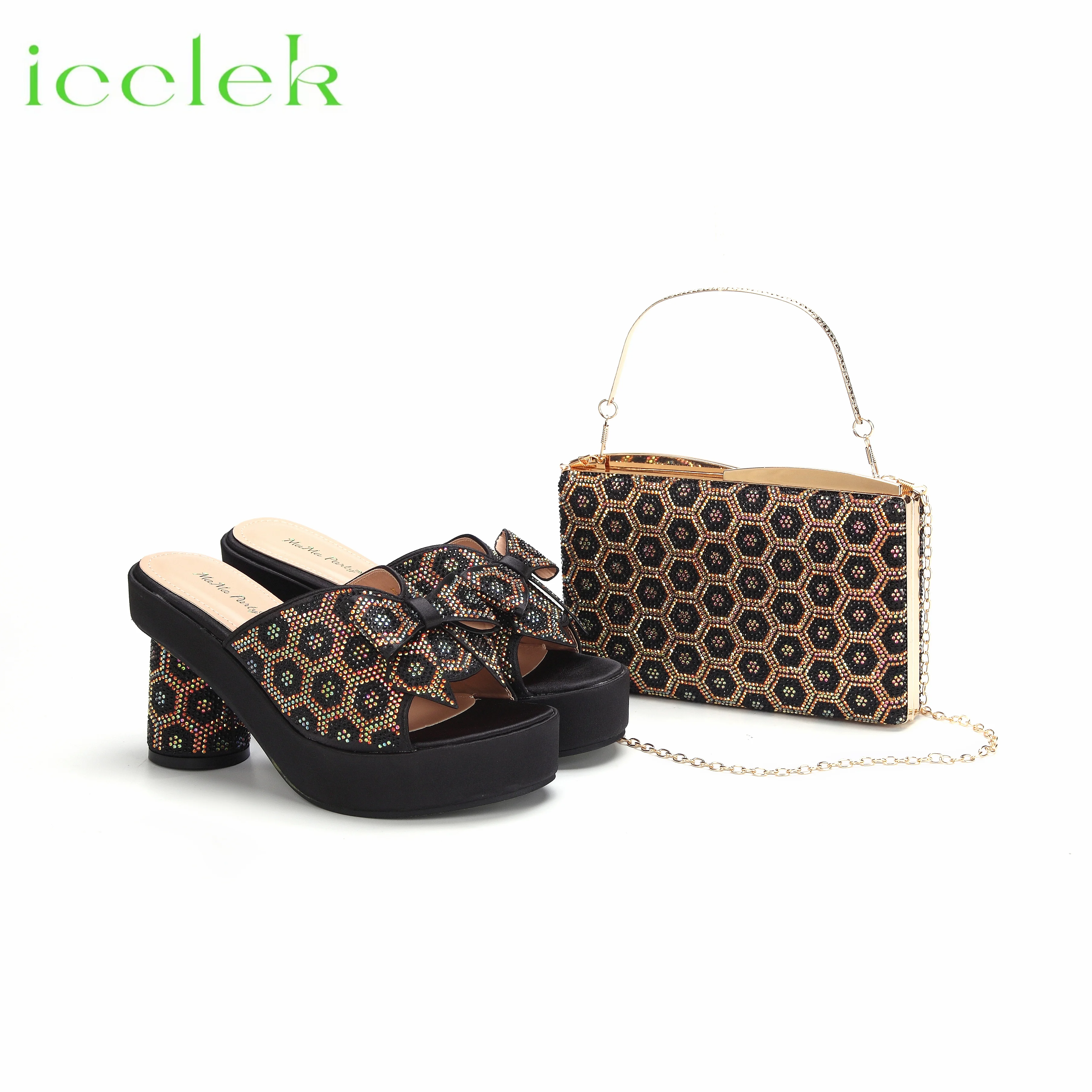 Черные роскошные искусственные Модные женские элегантные вечерние тапочки на