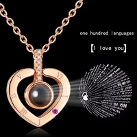 letter necklace 100 languages i love you projection pendant necklace for women jewelry collier femme bijoux best friends gifts