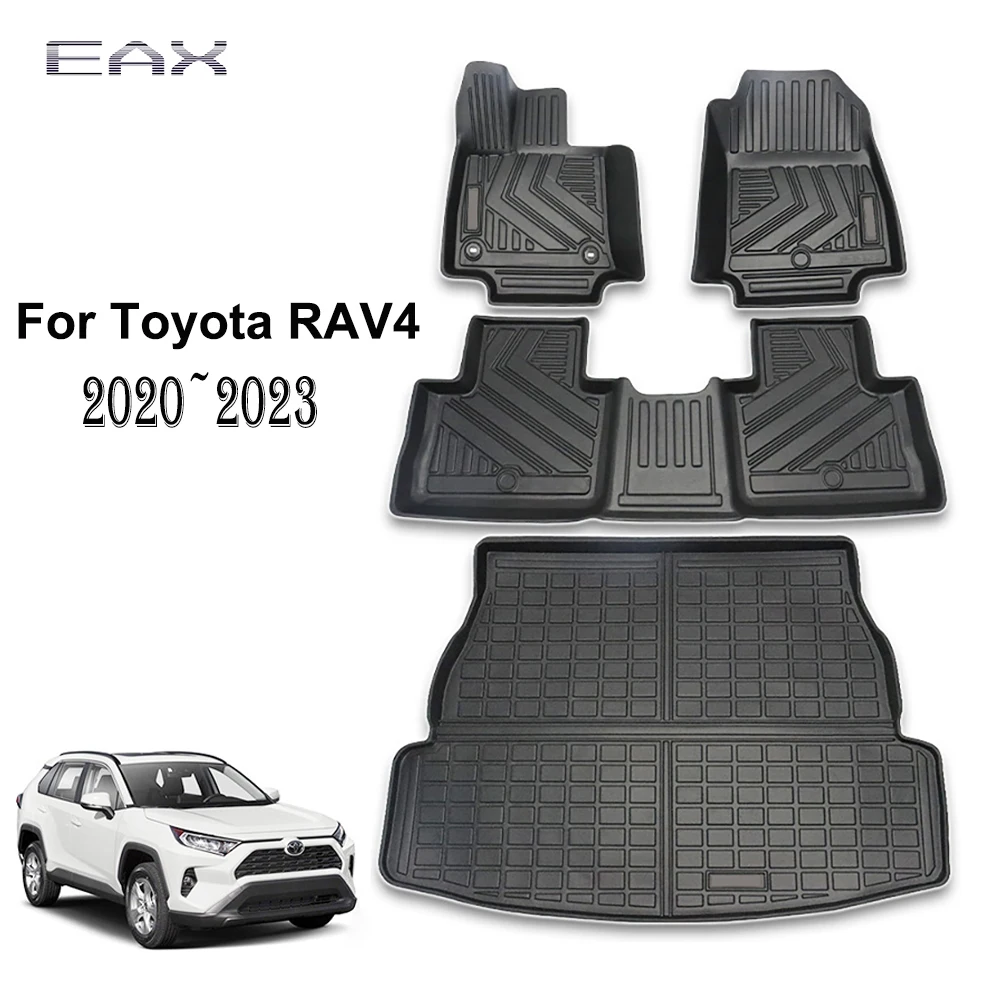 

Car Floor Mats & Cargo Trunk Liners Compatible for 2020 2021 2022 2023 Toyota RAV4 LHD RHD All-Weather TPE Rubber Mat Protection