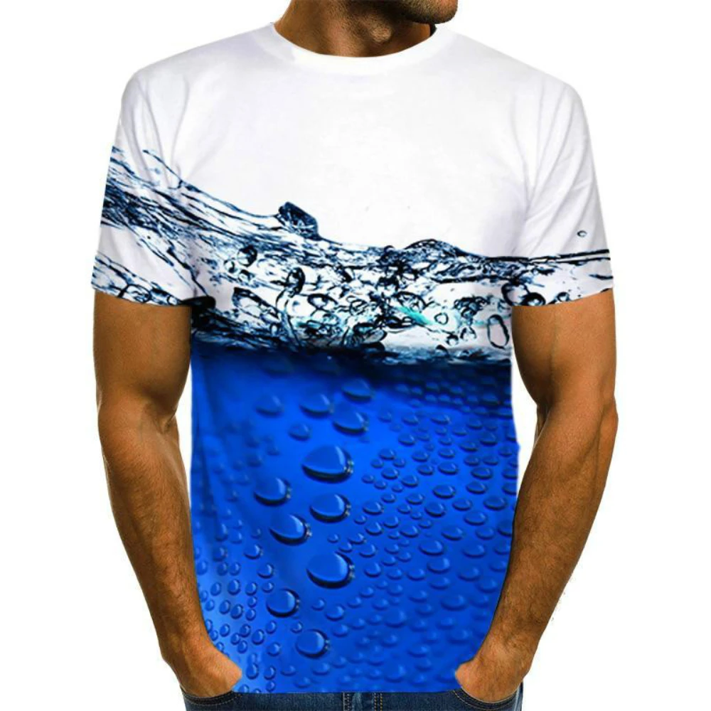 

2022 summer blue t-shirt funny bubble 3d printing casual couple style Harajuku short-sleeved round neck fashion all-match shirt