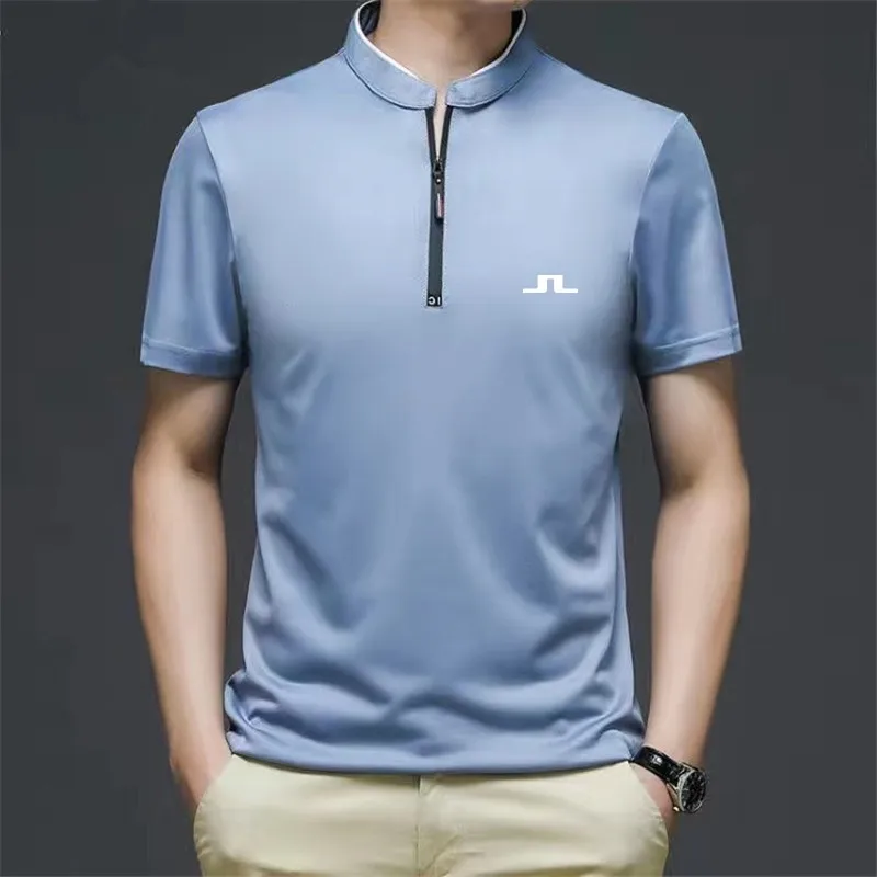 

Summer Mens Sports Golf Wear Shirt Quick-drying Breathable Polo Shirt Polyester/Spandex Short Sleeve Top Golf Wear Man T-shirt