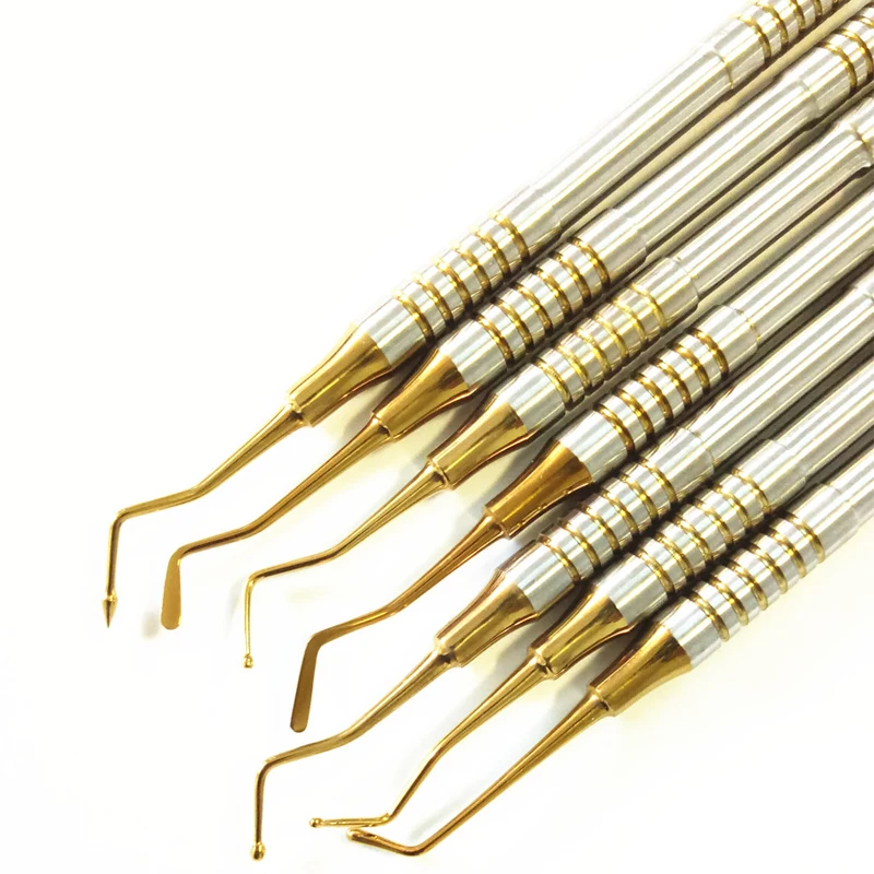 

High Quality Dental Instrument Composite Resin Filling Spatula Titanium Plated Filler Thick Handle Restoration Set for Dentist