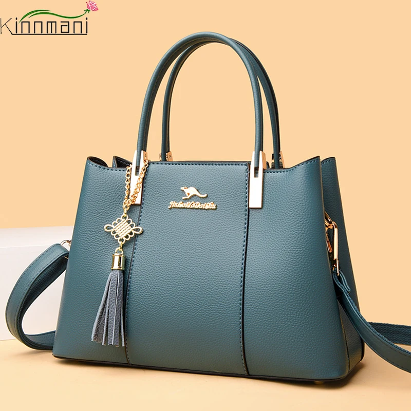 

3-Layer Large Capacity Women's Shoulder Bag Brand Tassel Designer Tote Bag Women Tote High Quality Leather Crossbody Bag Mochila