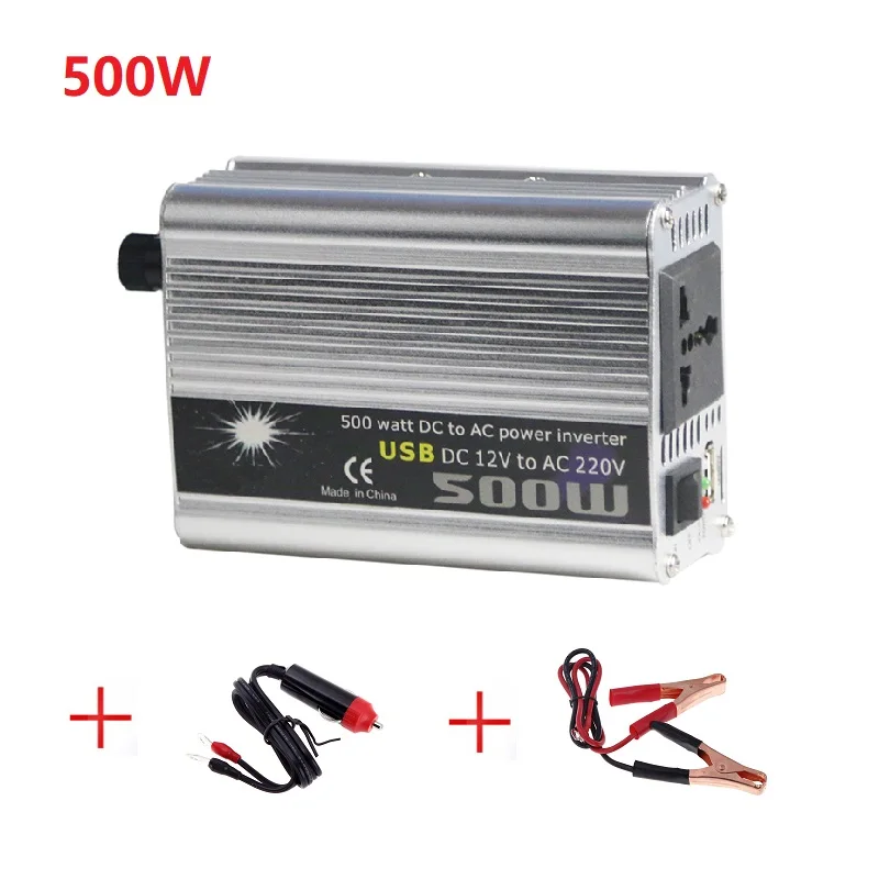 

500W Car Inverter 12V DC 220V AC 50Hz Auto Invertor Cigarette Lighter Plug Power Converter Inverter Peak Power 1000W