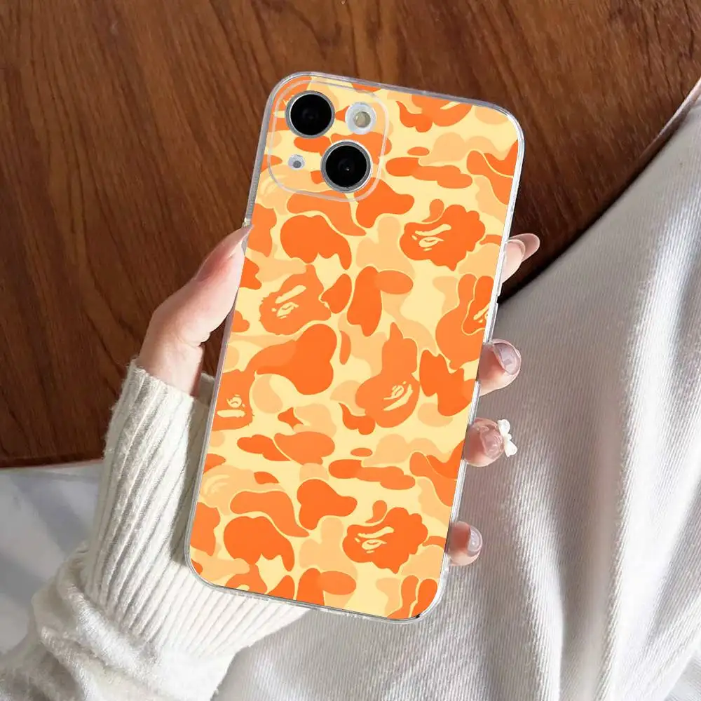 Модный яркий чехол BAPE для iPhone 17 16 15 14 13 12 11 Pro Max Plus, прозрачный, из мягкого ТПУ (art.: 3920dc07f467c) - 3920dc07f467c