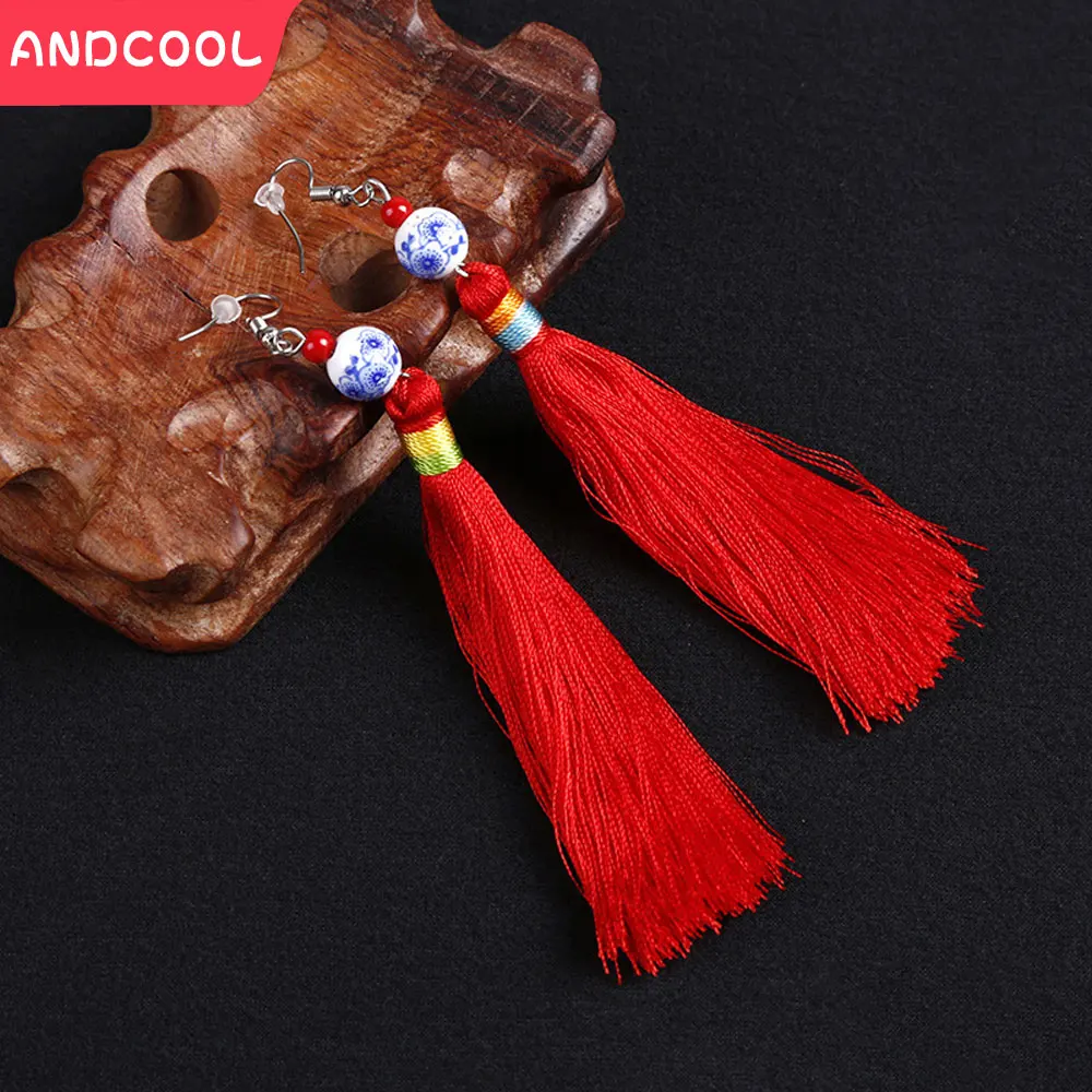 Andcool этнические Винтажные серьги трендовые 2024 с кисточками женские длинные для