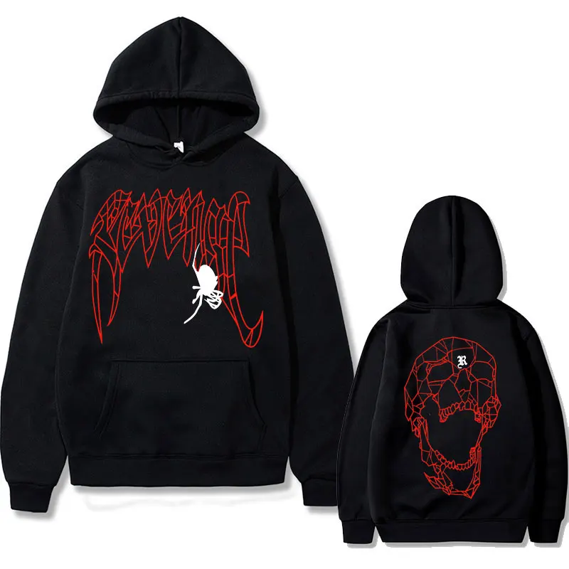 

Revenge Skeleton Skull Spider Red Logo Print Hoodie Tops Men Women Oversize Fashion Hip Hop Sweatshirt Vintage Men's Streetwear