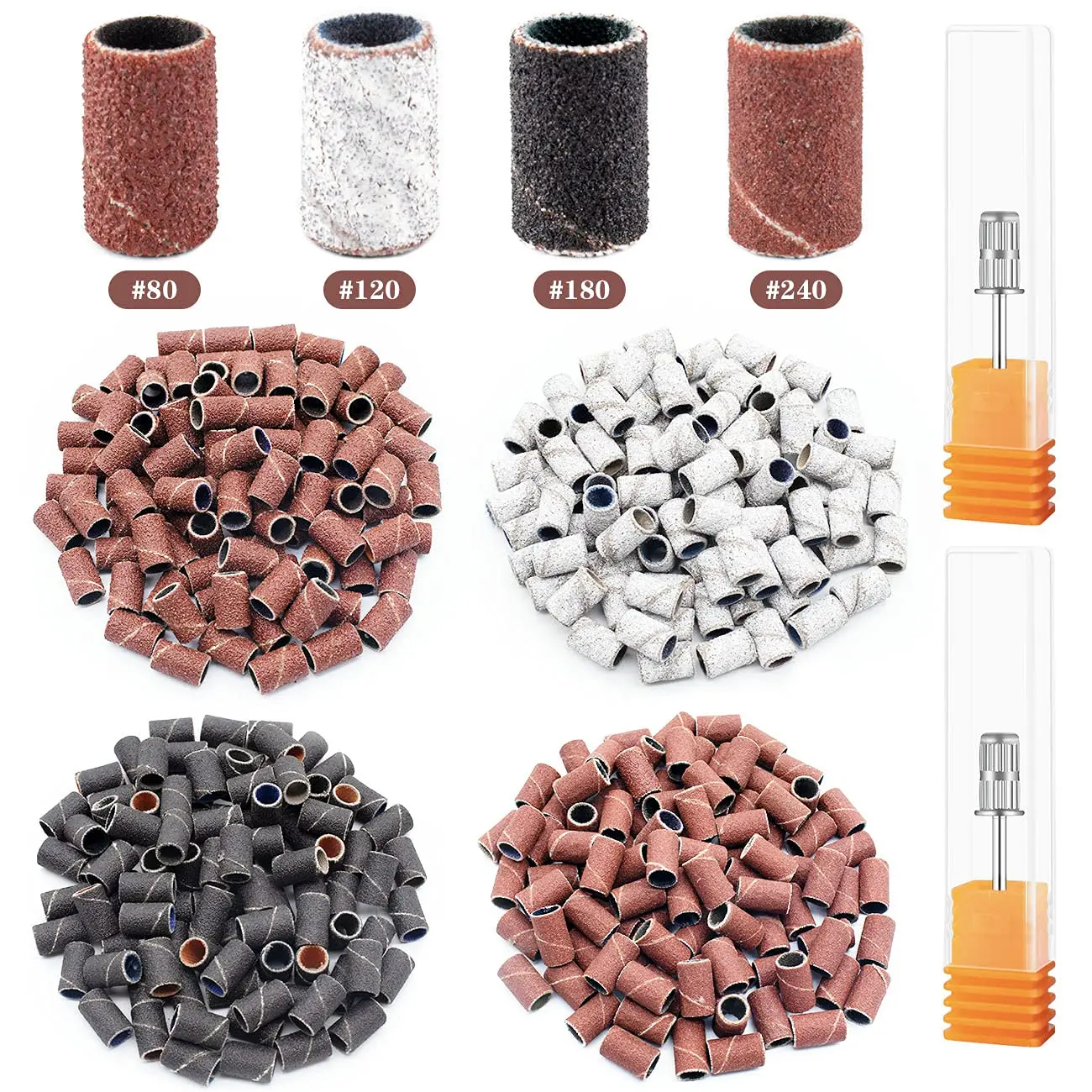 

100 Pieces Nail Sanding Bands for Nail Drill Bit Nail Sanding Bands Medium Grit File + Free 1 Mandrel Zebra brown Drill Bit