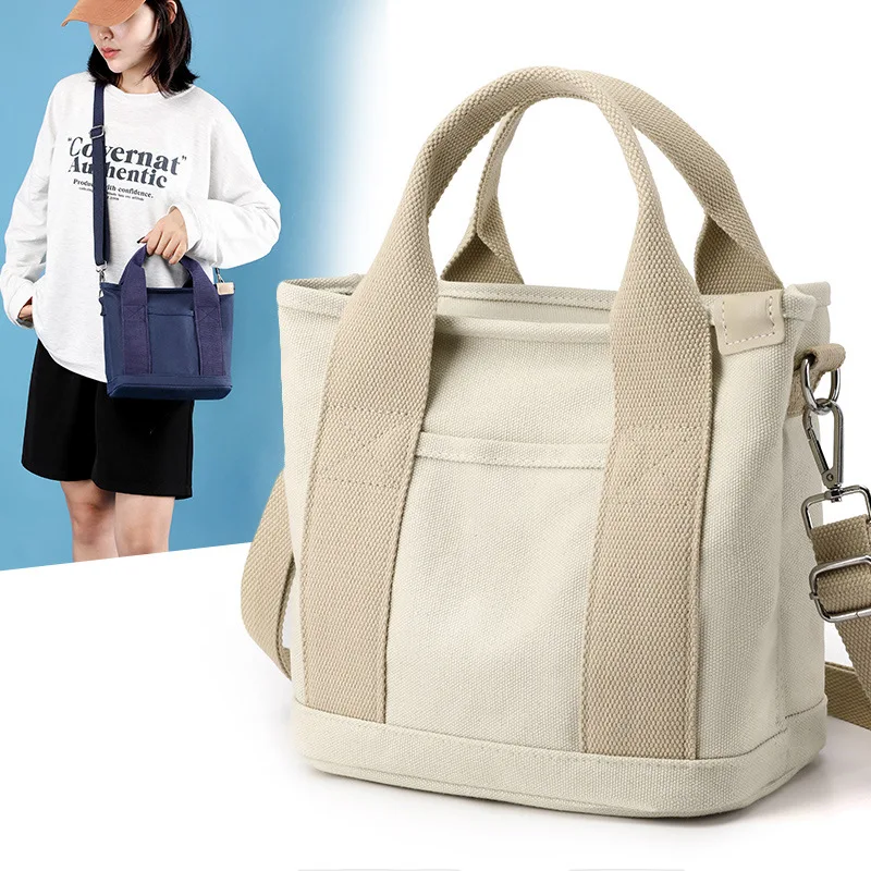 

Korean Tote Bags for Women Multilayer Bento Shoulder Bag Ladies Outdoor Small Canvas Handbag and Lunch Bag