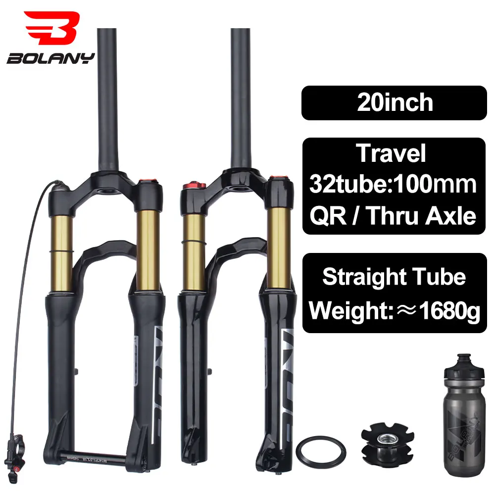 

Bolany 20inch Bicycle Air Fork Rear Corolla Structure Design Magnesium Alloy MTB Air Suspension QR / Thru Axle Bike Front Fork
