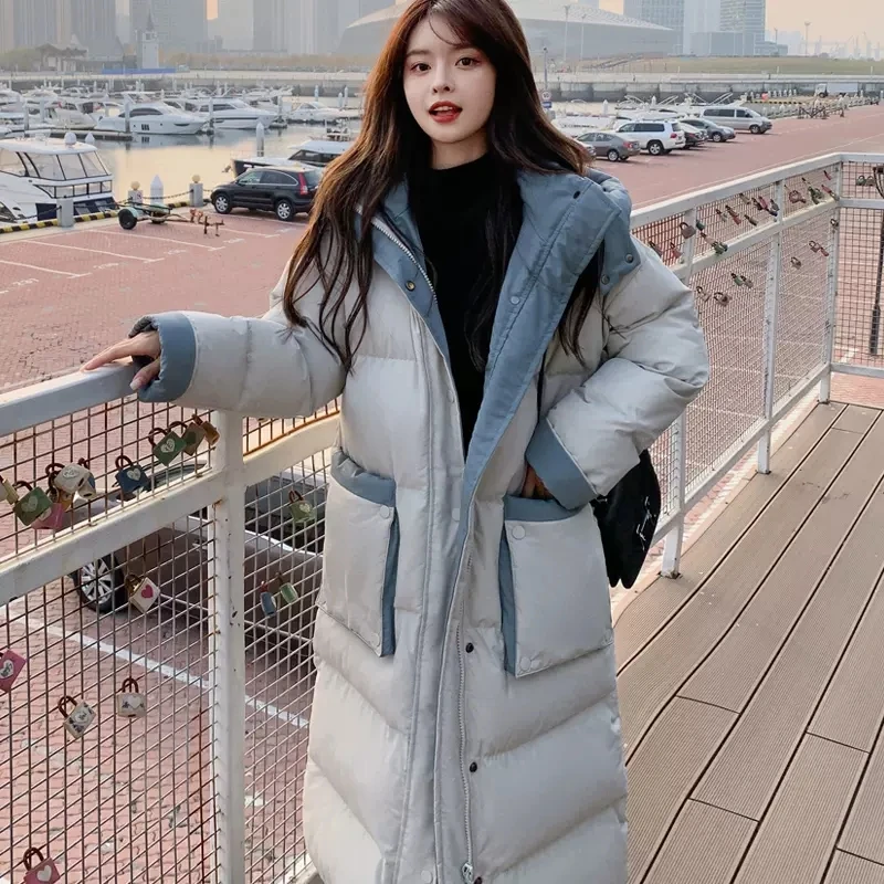 2023 New Winter Long Parkas Coats For Women Clothing Cotton Jackets Korean Loose Over the knee Winter Down Padded Coats f956