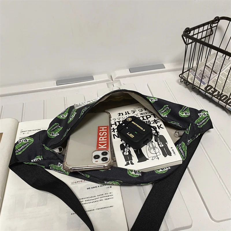 Модные холщовые нагрудные сумки с принтом трендовая брендовая дизайнерская