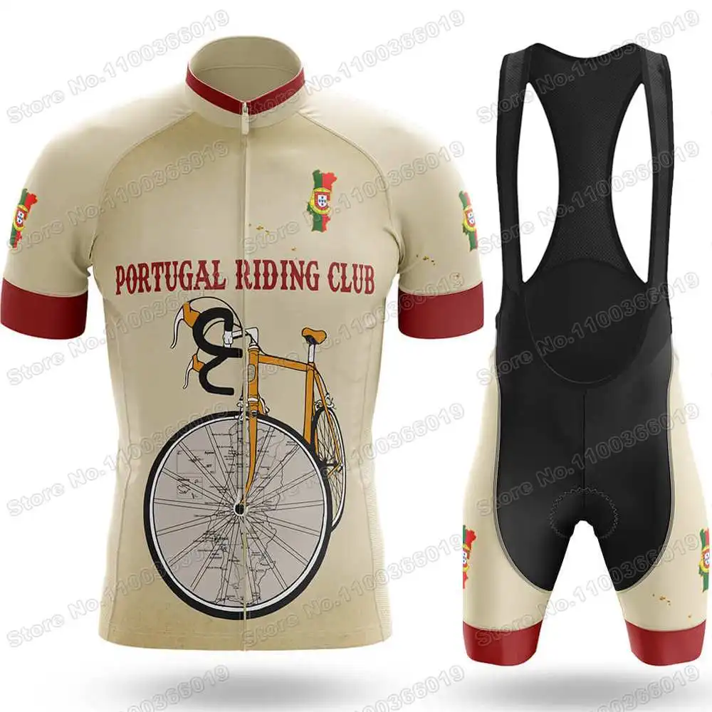 Винтажный комплект из футболки и шортов для езды в Португалии 2022 |