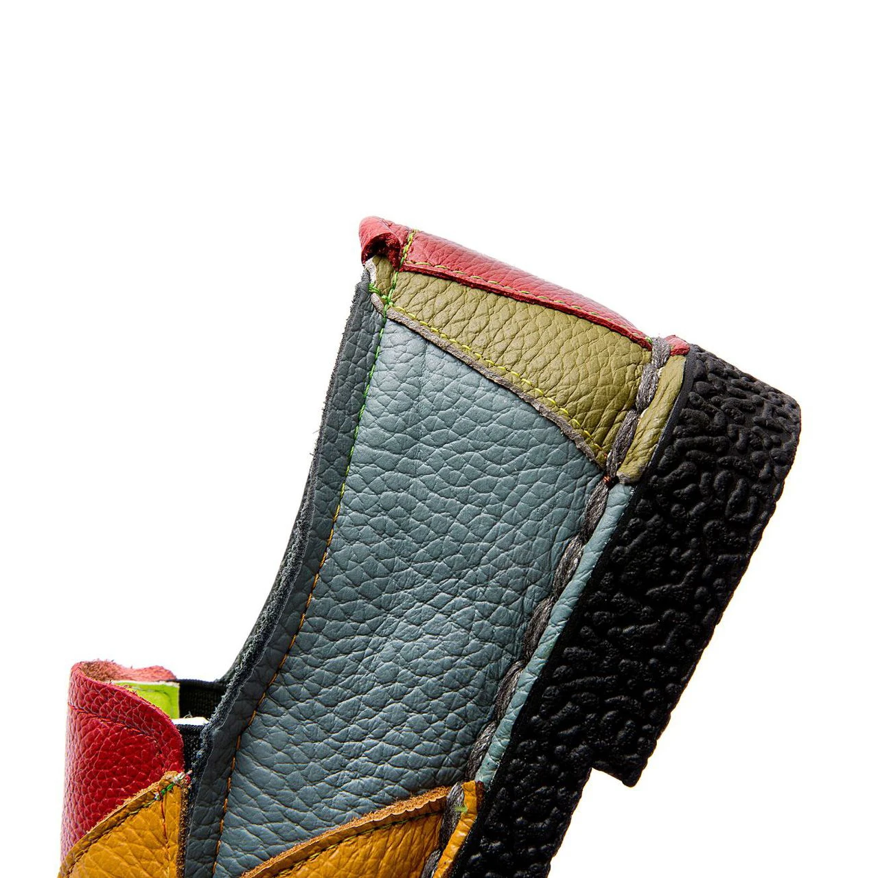 Women's Leather Flats Color Stitching Walking Shoes Comfortable Casual Loafers Women's Soft Flat Single Size 35-42