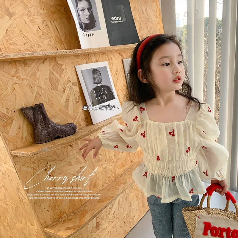 

Детская тонкая рубашка с длинным рукавом для девочек